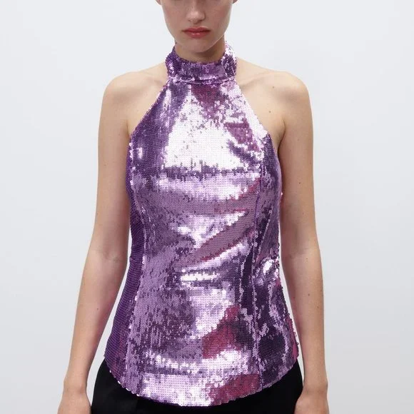 Haut Bebe Femme Halter XS - Broderie Cachemire Appliquée, Ivoire, Neuf Avec étiquettes